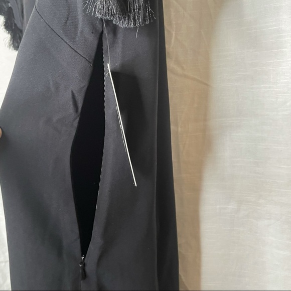 Lulus Iced Latte Black Tassel Mini Dress Sheer Short Shift - Picture 6 of 12